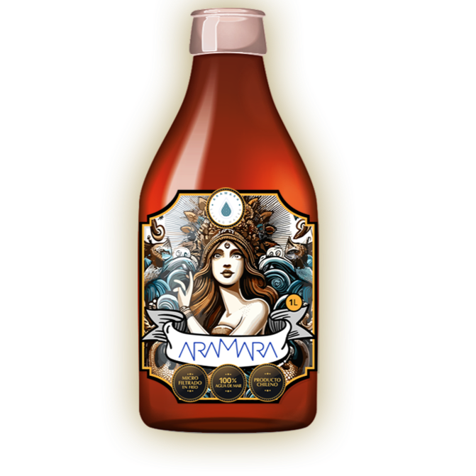 Aramara, 100% AGUA DE MAR 🌊 Hipertónica , en Botella de Vidrio de 1 litro. (6 Unidades)